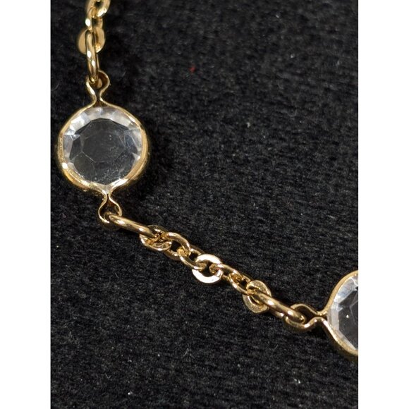 Vintage Gold Tone Clear Lucite Bezel Chain Bracelet Tennis 7 inn - Picture 5 of 6